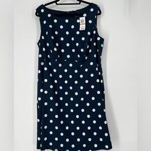 MACY’S CONNECTED APPAREL NAVY BLUE POLKA‎ DOT DRESS, WEDDINGS & DATE NIGHTS